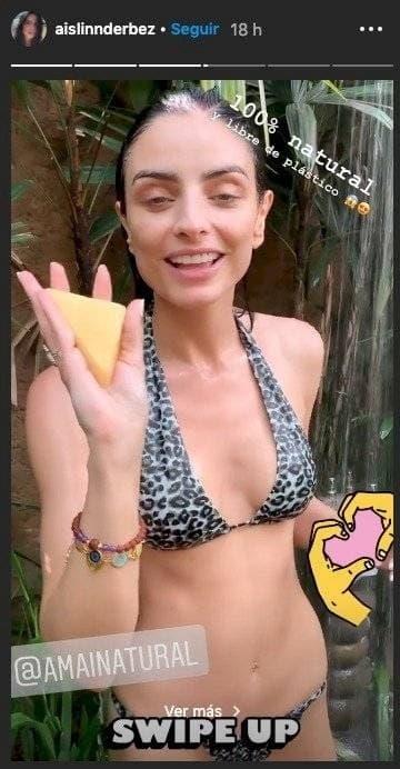 Aislinn en bikini y en cuarentena anuncia sus productos