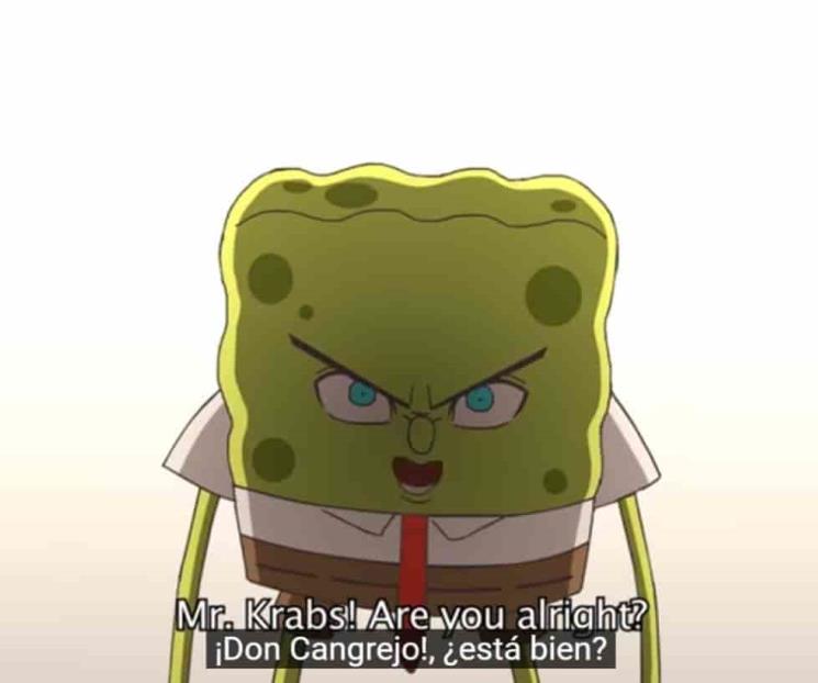 Bob Esponja al estilo anime lucha para salvar cangreburger
