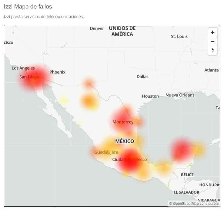 Izzi presenta fallas en gran parte de México