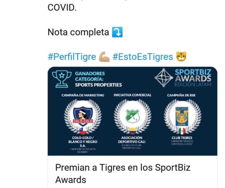 Premian a Tigres en los SportBiz Awards