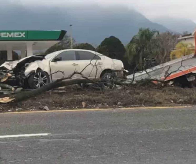 Se impacta contra poste y árbol en Allende Se impacta contra poste y árbol en Allende