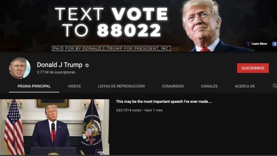 YouTube bloquea cuenta de Donald Trump por siete días