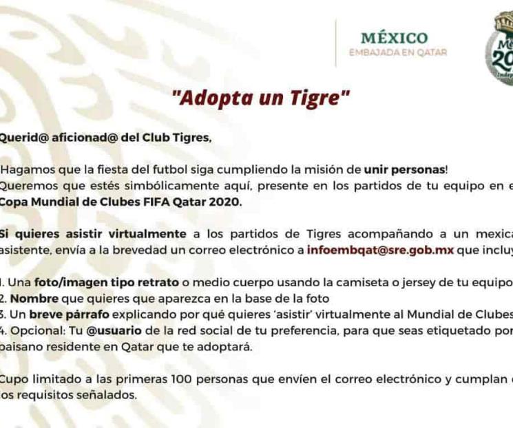 Tendrá Tigres apoyo virtual en partidos del MDC