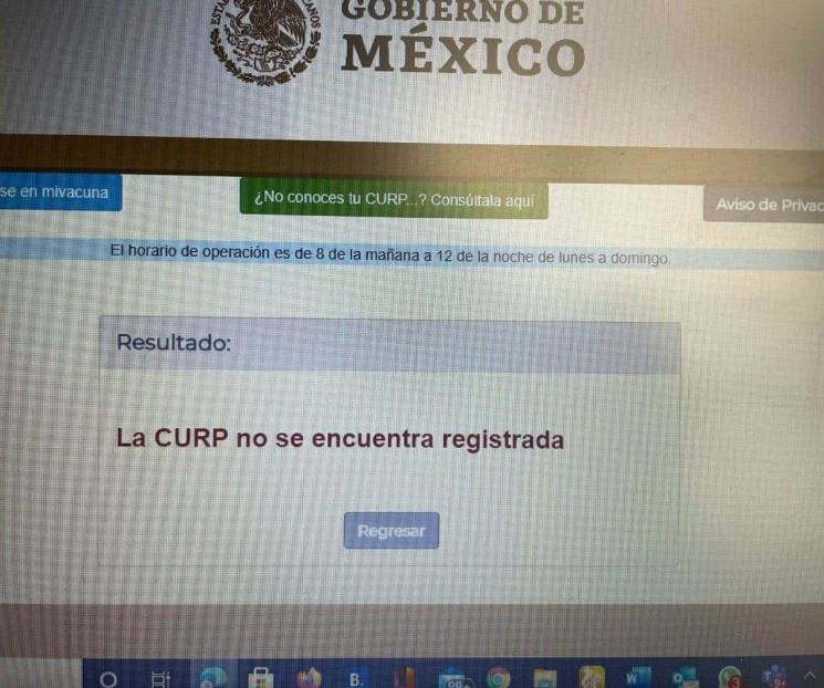 Falla portal de registro de adultos mayores para vacunación Falla portal de registro de adultos mayores para vacunación