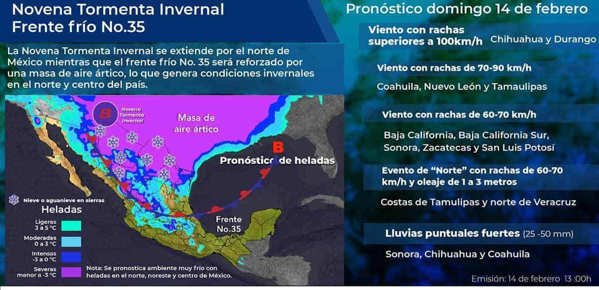 Se prevé caída de nieve en estados del norte del país