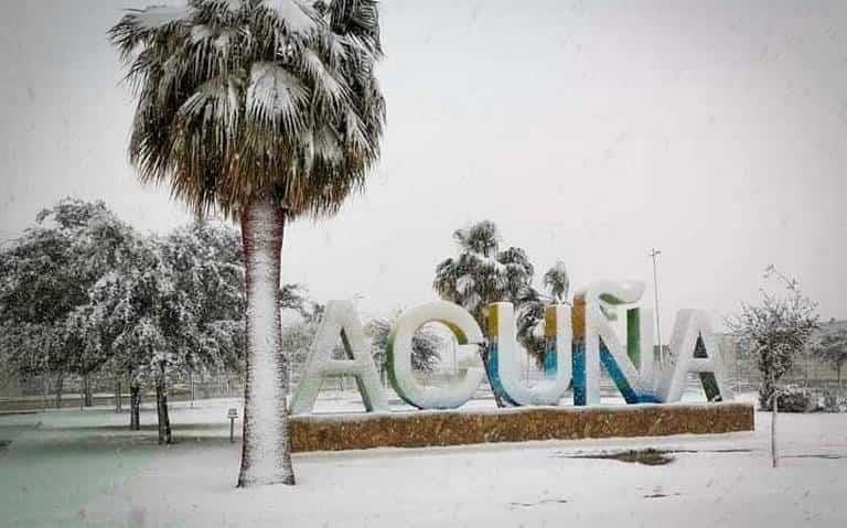 Cae nieve durante 12 horas en Acuña, Coahuila Cae nieve durante 12 horas en Acuña, Coahuila