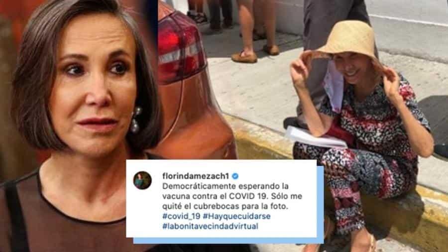 Florinda Meza hace fila para vacuna
