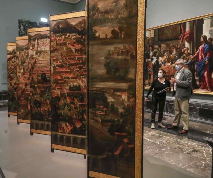 Exponen biombo que relata la caída de Tenochtitlán