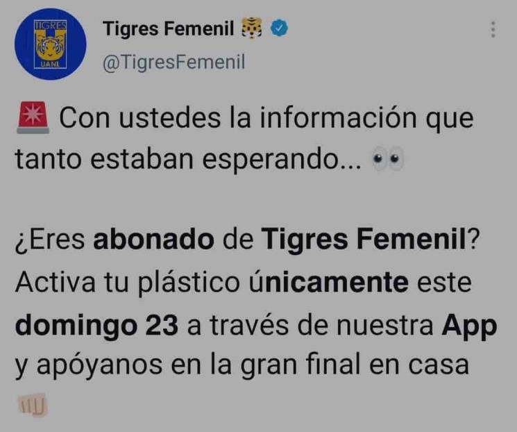 Activa Tigres abonos para Final Femenil Activa Tigres abonos para Final Femenil