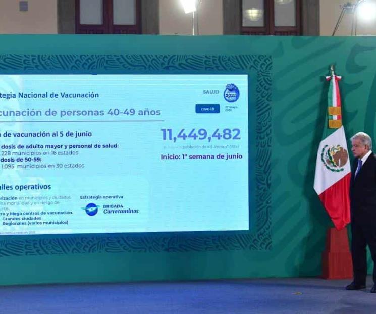 Próxima semana inicia vacunación para adultos de 40-49 años