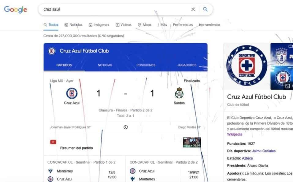 Google celebra el campeonato de Cruz Azul Google celebra el campeonato de Cruz Azul