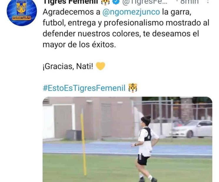 Anuncia Tigres salida de Natalia Gómez Junco Anuncia Tigres salida de Natalia Gómez Junco