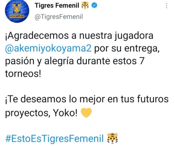 Es Yokoyama una baja más en Tigres Femenil Es Yokoyama una baja más en Tigres Femenil