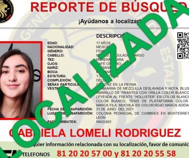 Localizan sana y salva a joven desaparecida Localizan sana y salva a joven desaparecida