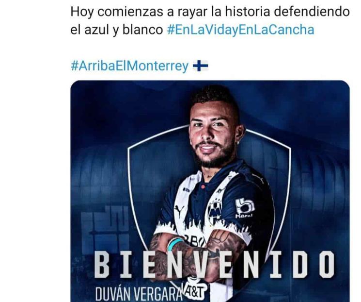 Confirma Rayados a Duvan Vergara Confirma Rayados a Duvan Vergara