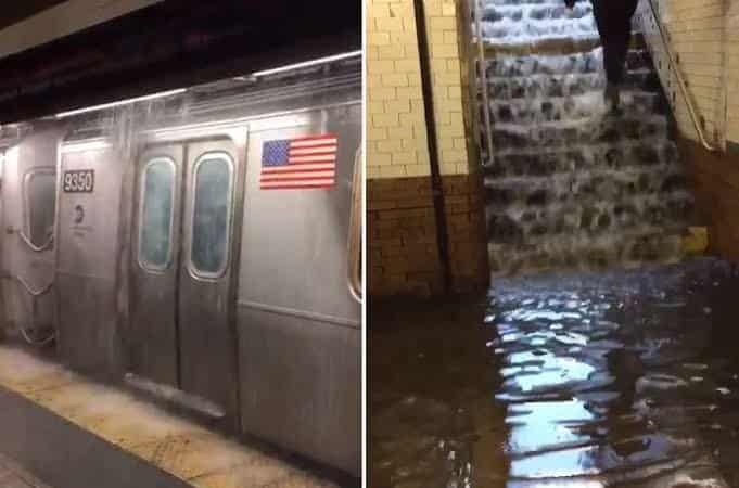 Tormenta Elsa inunda el metro de Nueva York Tormenta Elsa inunda el metro de Nueva York
