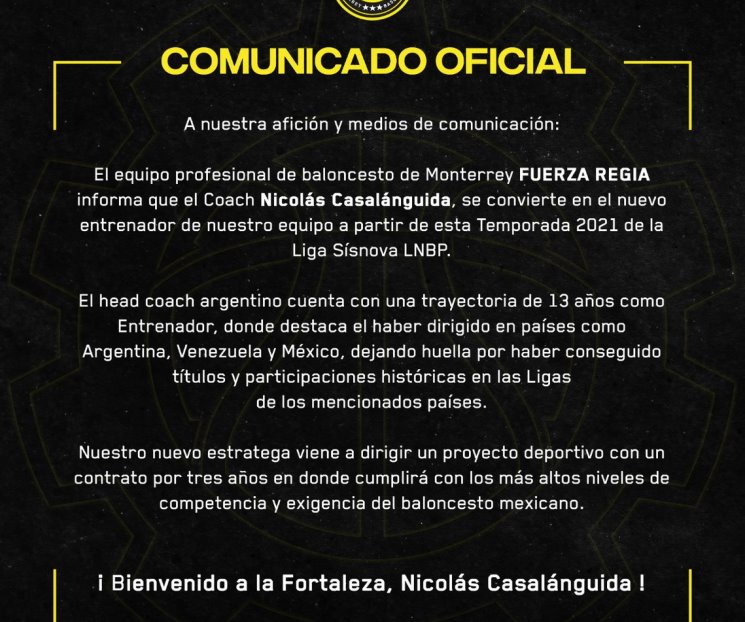 Confirma Fuerza Regia a Casalánguida Confirma Fuerza Regia a Casalánguida