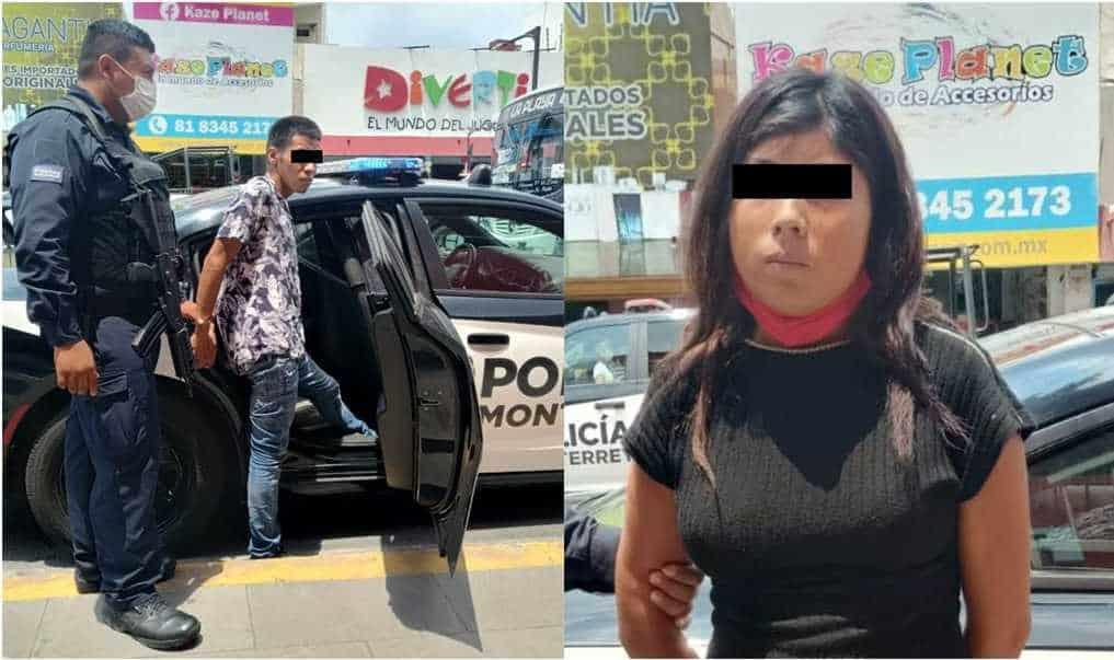 Detienen a pareja por robo en el Centro de Monterrey