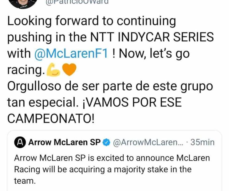 Tendrá OWard apoyo total de McLaren en IndyCar