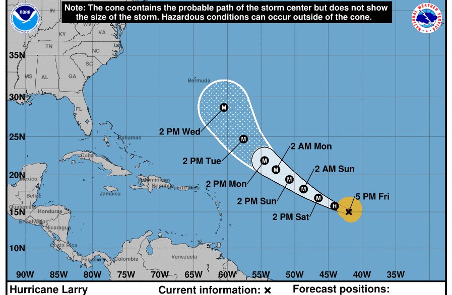 Huracán Larry se convierte en tormenta de categoría 3