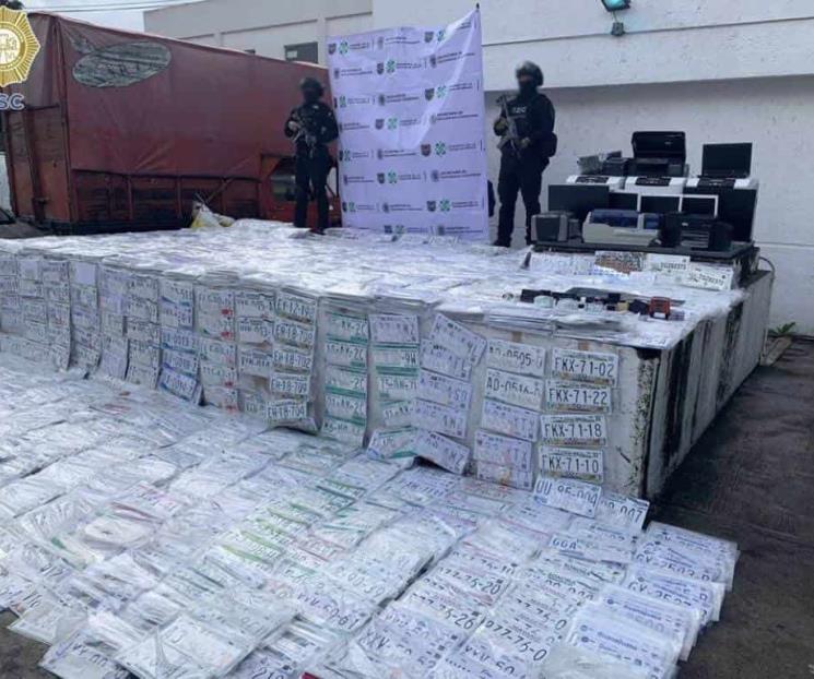 Aseguran 5 mil placas vehiculares falsas en CDMX Aseguran 5 mil placas vehiculares falsas en CDMX
