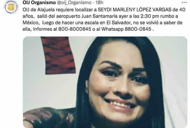 Mujer de Costa Rica desaparece en su viaje a México