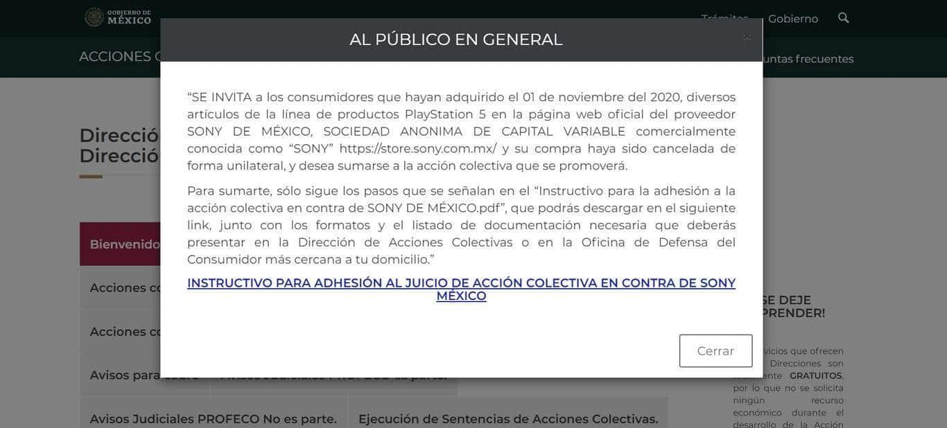 Profeco anuncia acción colectiva contra Sony