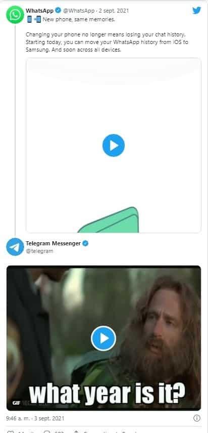 Telegram se burla de WhatsApp en Twitter