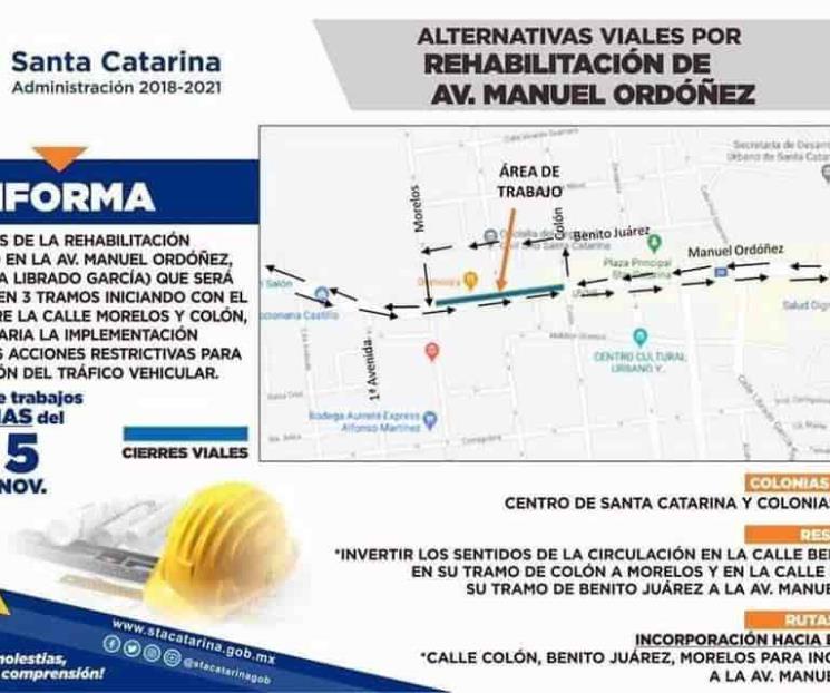 Inician en Santa Catarina rehabilitación de avenidas