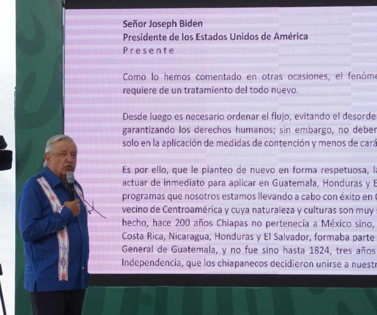 AMLO propone en carta a Biden ayudar a 330 mil migrantes