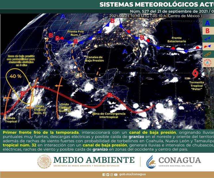 Primer frente frío de temporada en México; prevén lluvias