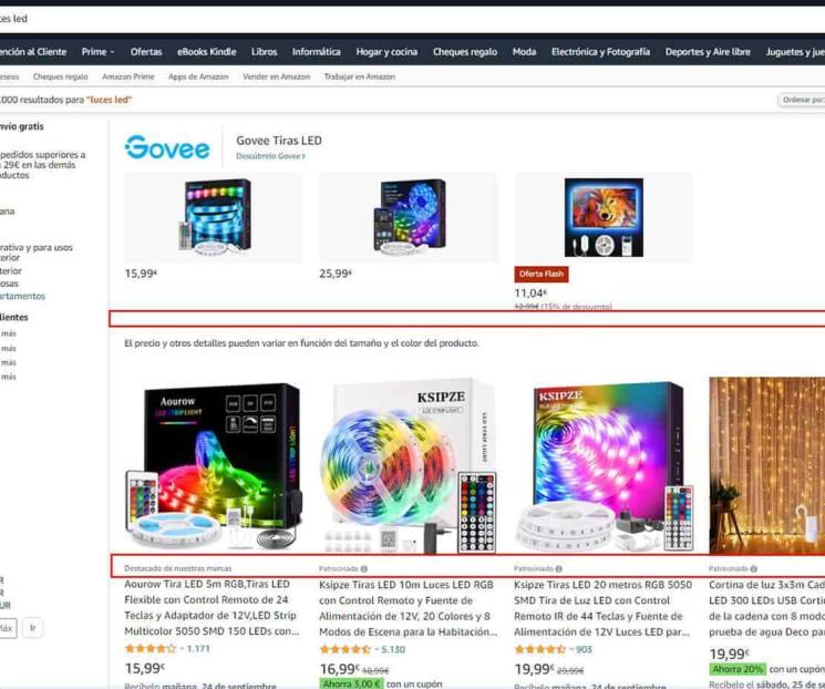 Los resultados de Amazon se llenan de anuncios