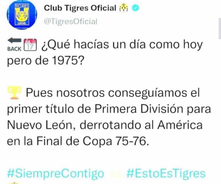 Recuerdan Tigres ser el primer campeón en Nuevo León