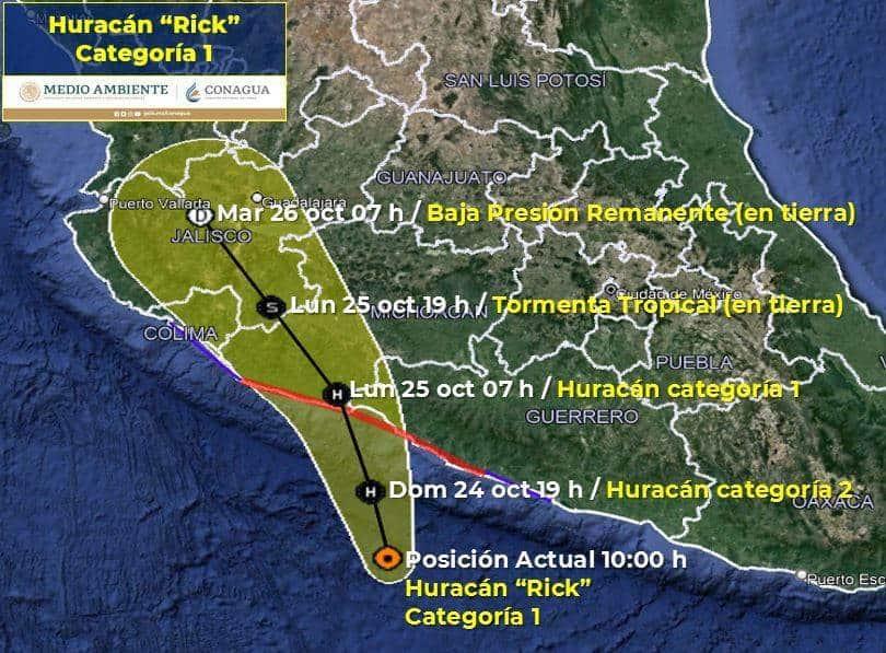 Huracán Rick provocará lluvias en Guerrero y Michoacán Huracán Rick provocará lluvias en Guerrero y Michoacán