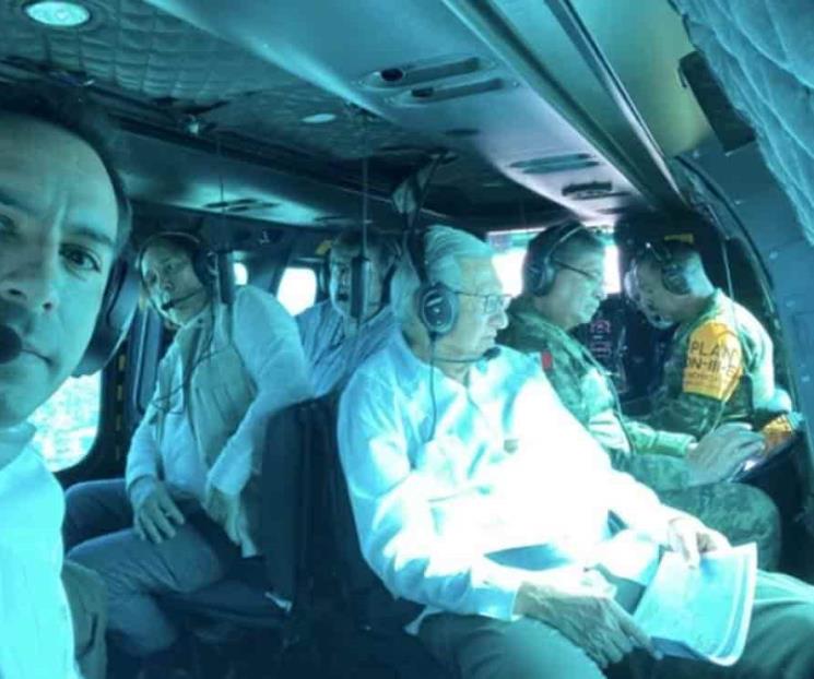 AMLO supervisa construcción del Tren Maya en helicóptero