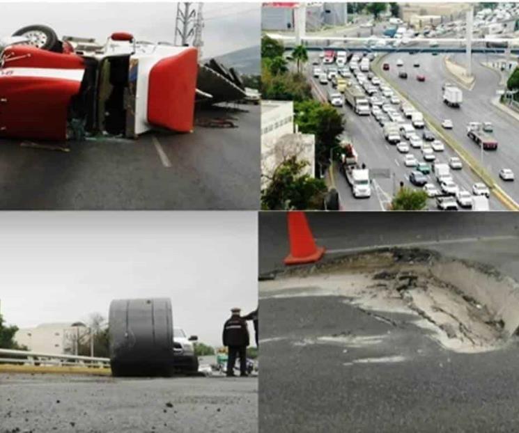 Vuelca tráiler con rollo de acero en San Nicolás