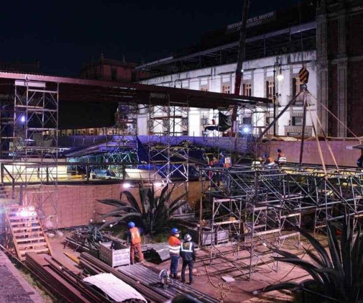 Retiran 50% de la techumbre que colapsó sobre Templo Mayor