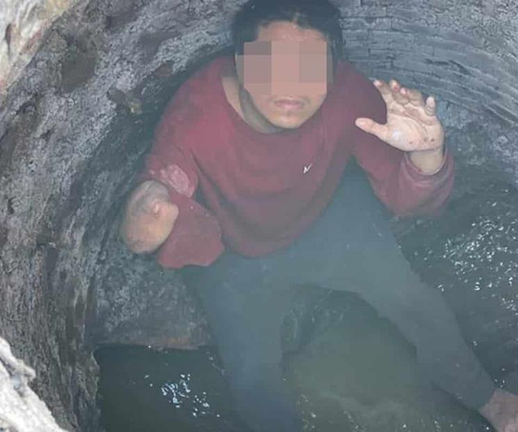 Rescatan a paciente psiquiátrico en alcantarilla