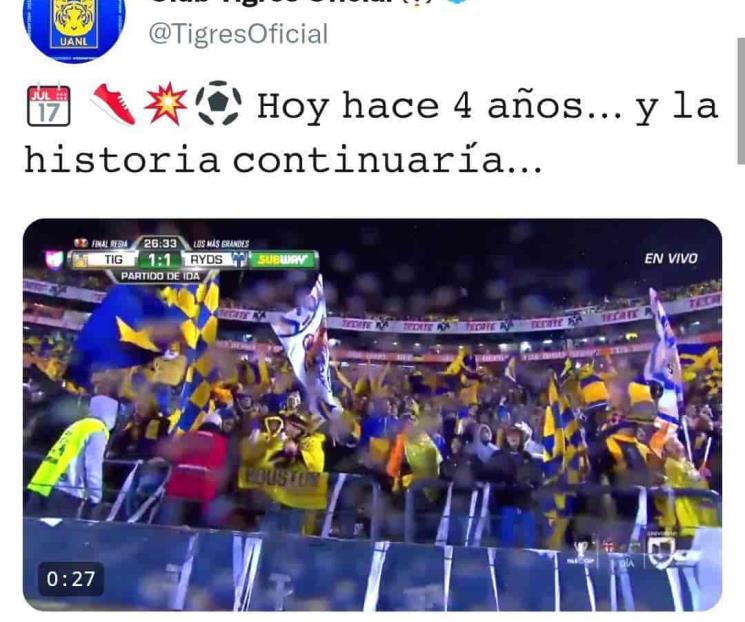 Recuerdan en Tigres final decembrina con Rayados