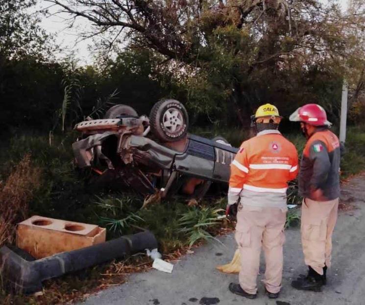 Volcadura deja un lesionado en Montemorelos