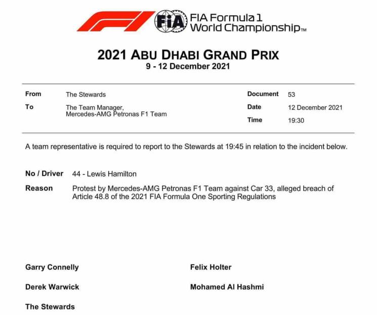 Protesta Mercedes el Campeonato de Verstappen