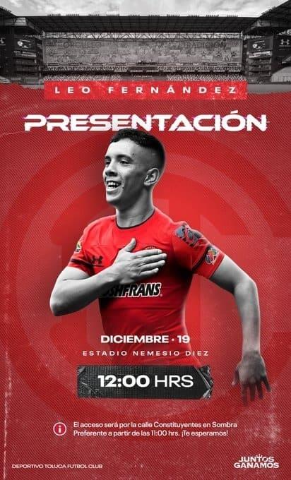Confirma Toluca a Leo Fernández