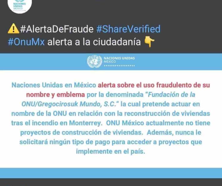Desmiente la ONU apoyo para damnificados de incendio