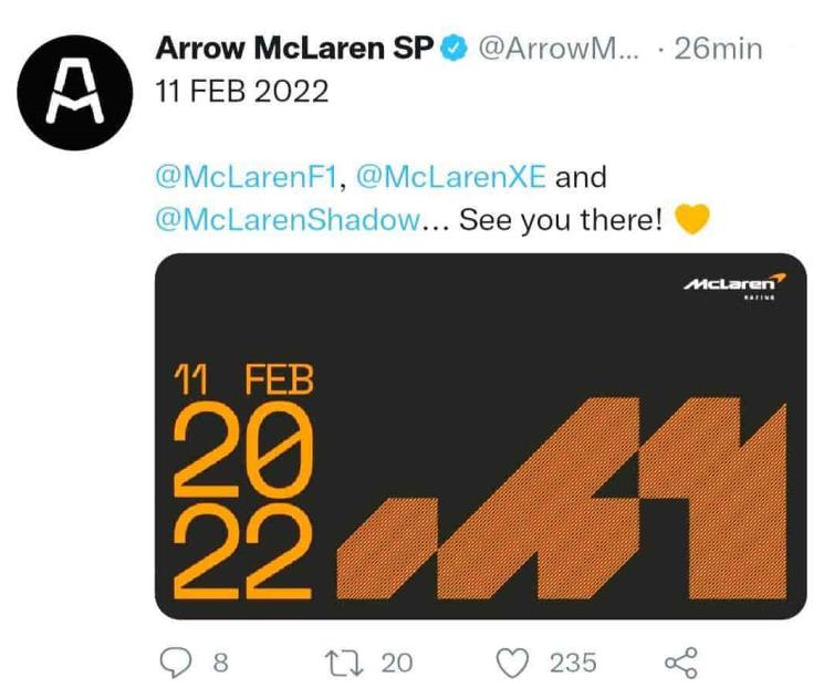 Nuevo monoplaza McLaren de OWard, conocido en febrero