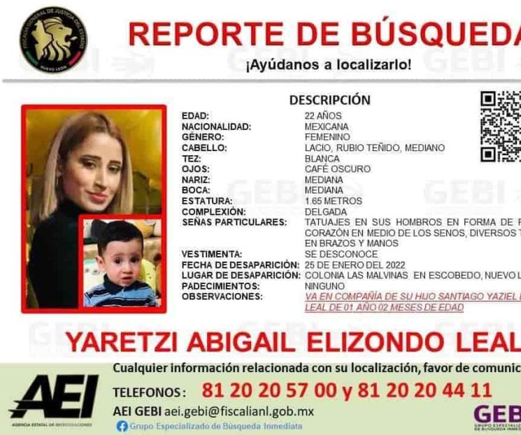 Buscan a madre e hijo desaparecidos