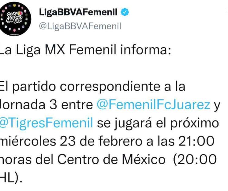 Duelo pendiente de Tigres vs Bravas, el 23 de febrero