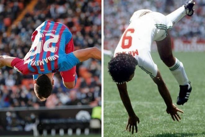 Aubameyang se inspira en Hugo Sánchez para festejo Aubameyang se inspira en Hugo Sánchez para festejo