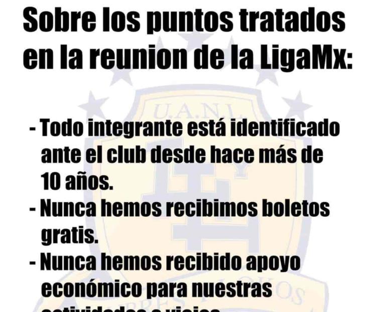 Niega barra LyL ayuda del Club Tigres