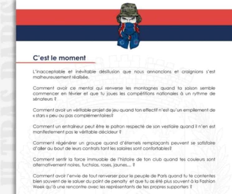 Piden fans del PSG dimisión de presidente de ese club