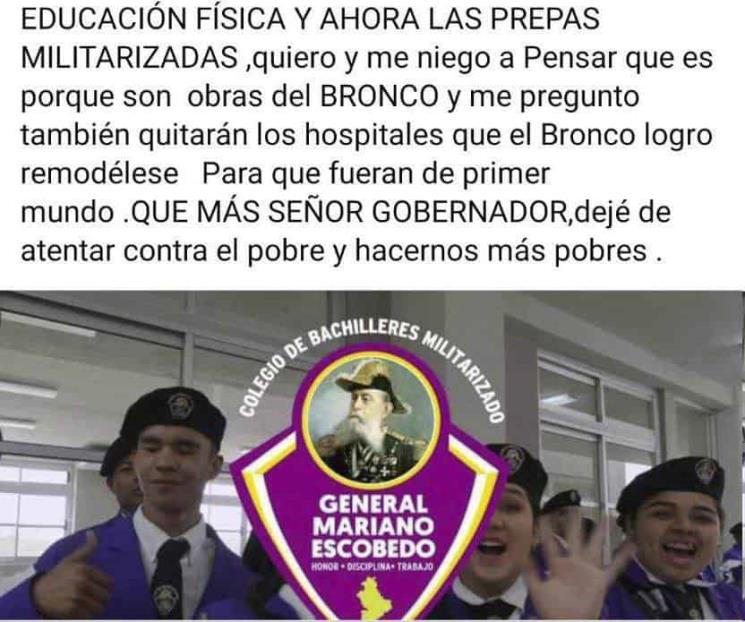 Trasciende cierre de Prepa Militarizada de Galeana